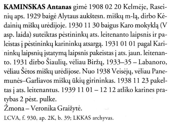 Antanas-Kaminskas „Lietuvos kariuomenės karininkai 1918–1953“, 4 t., 146 p.